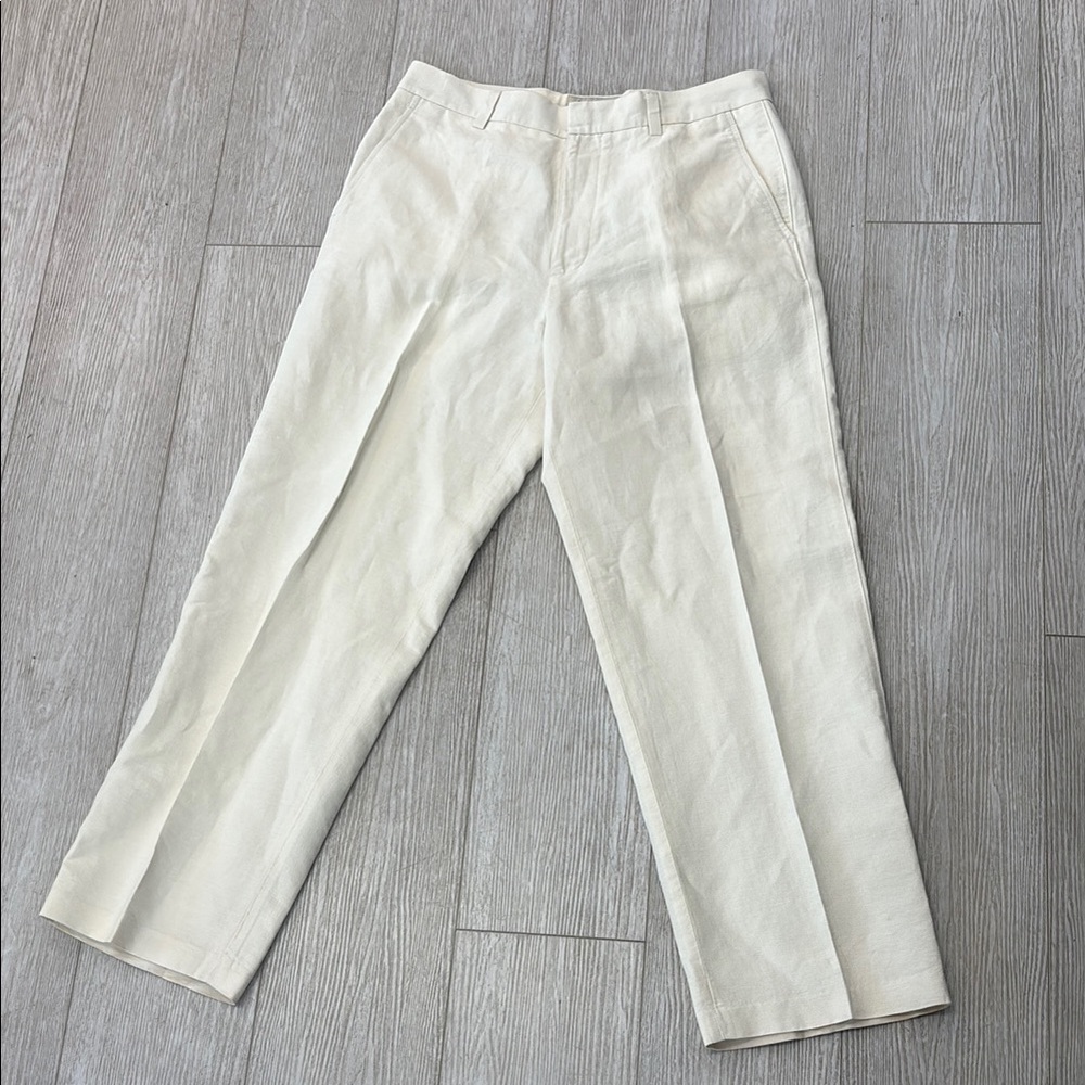 J. Crew Wide Leg Linen Cotton Blend Bone White size 33/30